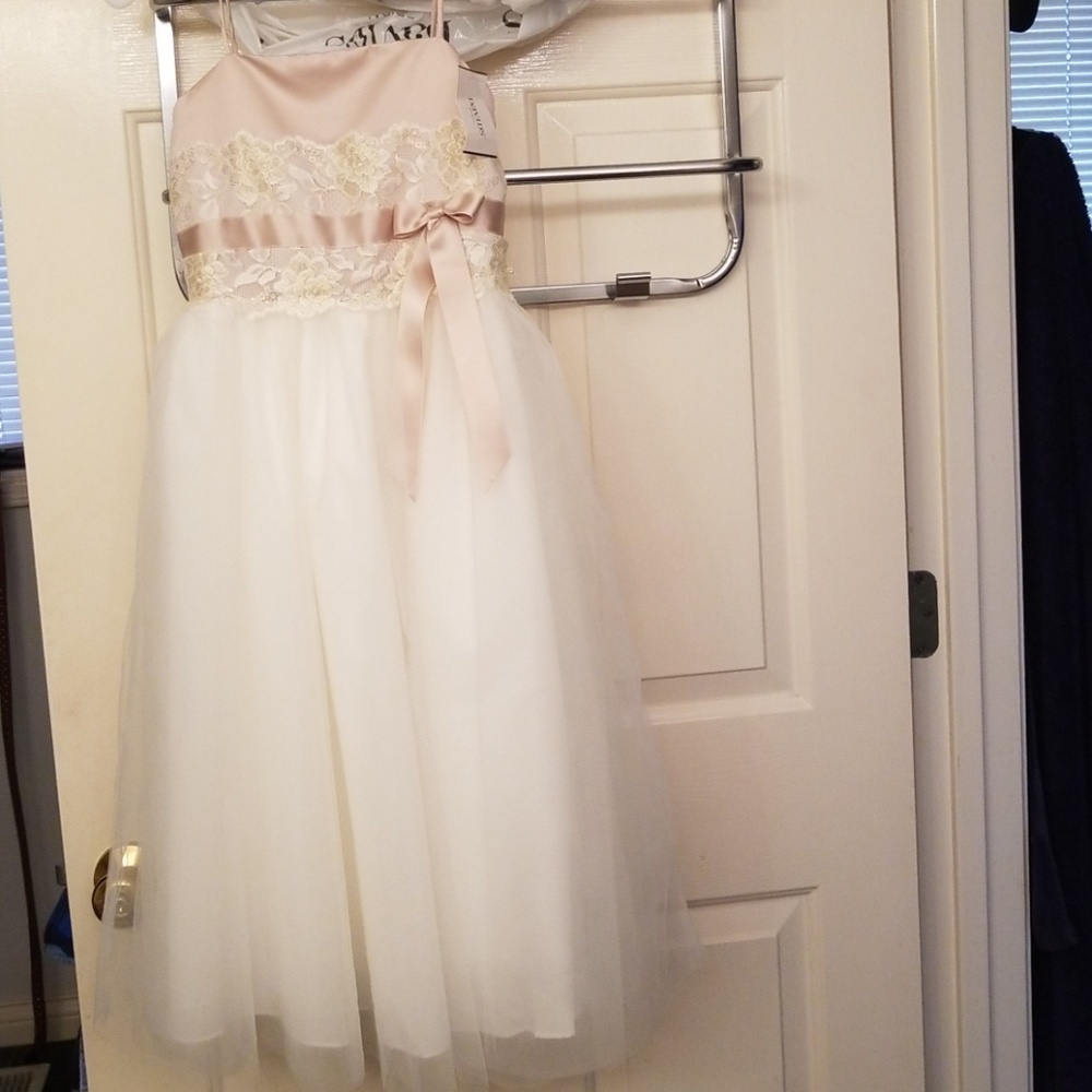 Ivory/champagne flower girl dress